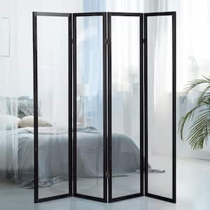 6 ft. Tall Clear Plastic Partition Black 4 Panel