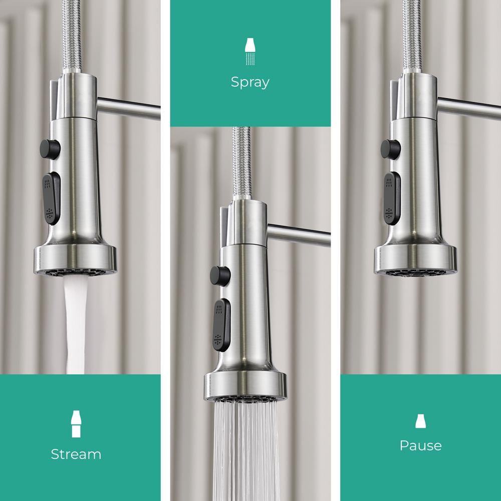 Brushed Nickel High-Arc Pull-Out Spray Kitchen Faucet