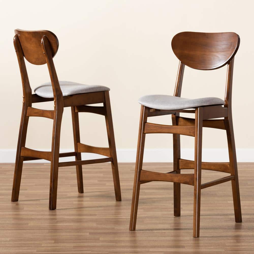 Katya Adjustable Gray Wood Bar Stool Set