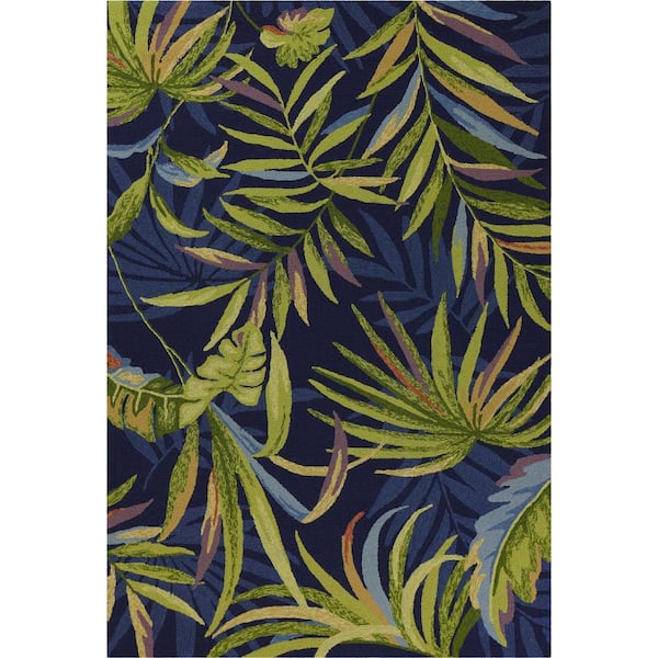 HomeRoots Charlie 5 X 7 ft. Ink Blue Floral Indoor/Outdoor Area Rug