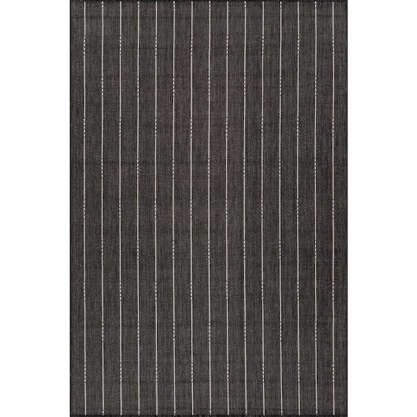 Zelisse Striped Charcoal 5 ft. x 8 ft. Outdoor Area Rug