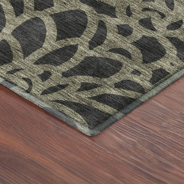 Mayfield Premium Machine Washable Abstract AMF2412 Black 10 ft. x 14 ft. Area Rug