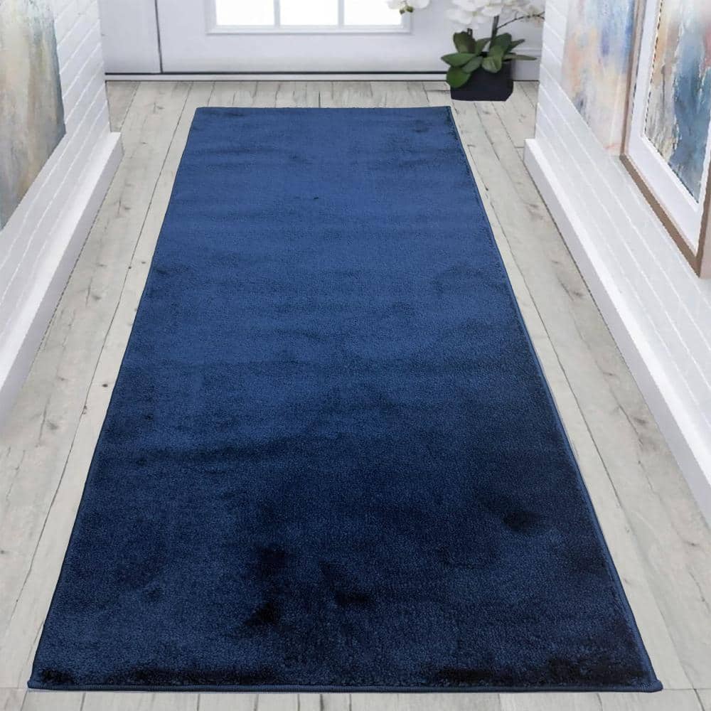 Runner Rug 2 ft. x 12 ft. Solid Navy Color Plush-Washable Area Rug price history on PriceWatchPro