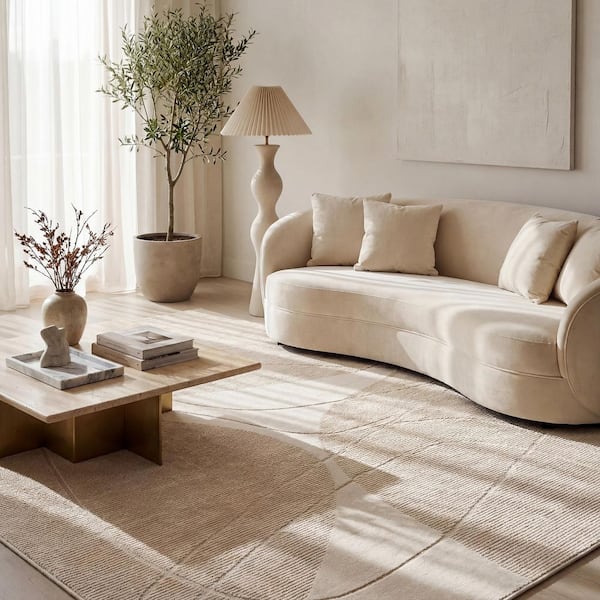 Sonia Beige Washable 8 ft. x 10 ft. Indoor Area Rug