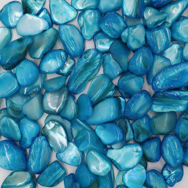 Blue crushed mother of pearl shells for vase fillers and decor.