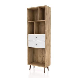 Mary 23.62 in. Wide Light Oak 5-Shelves Standard Bookcase With 2-Drawers