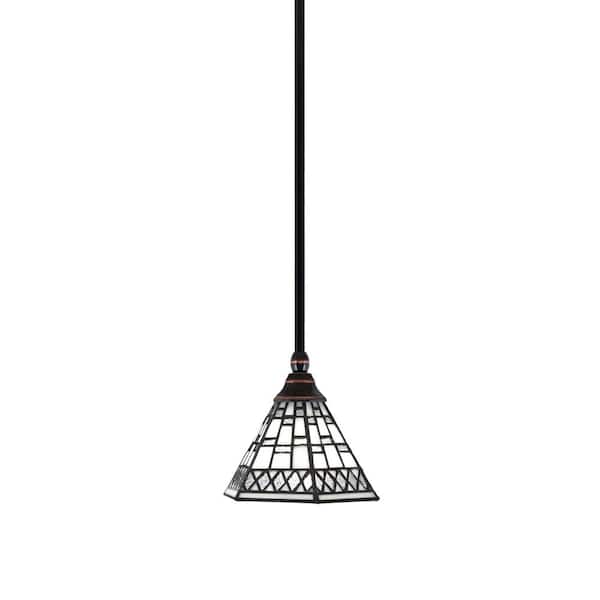Unbranded Sparta 100-Watt 1-Light Black Copper Mini Pendant Light with Pewter Art Glass and Light Bulb Not Included