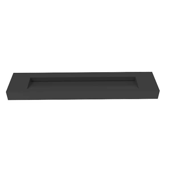 castellousa Pyramid 84 in. Wall Mount Solid Surface Single-Basin Rectangle Non Vessel Sink Matte Black Bathroom without Faucet Hole