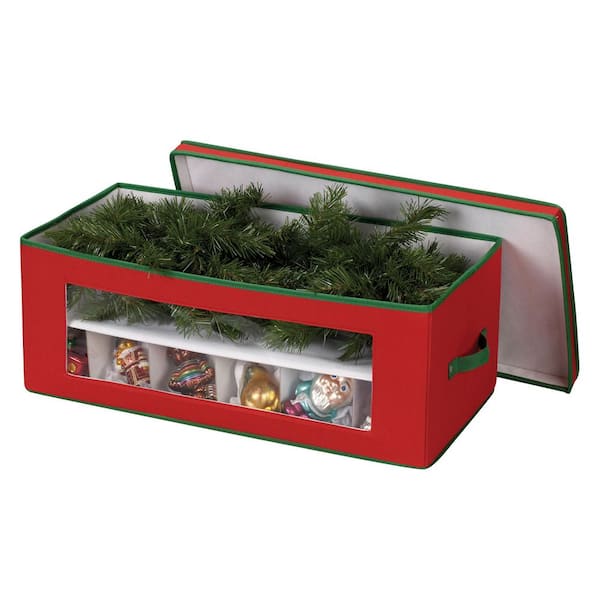 Homz Large Heirloom Holiday 56-Ornament Storage Box, Green