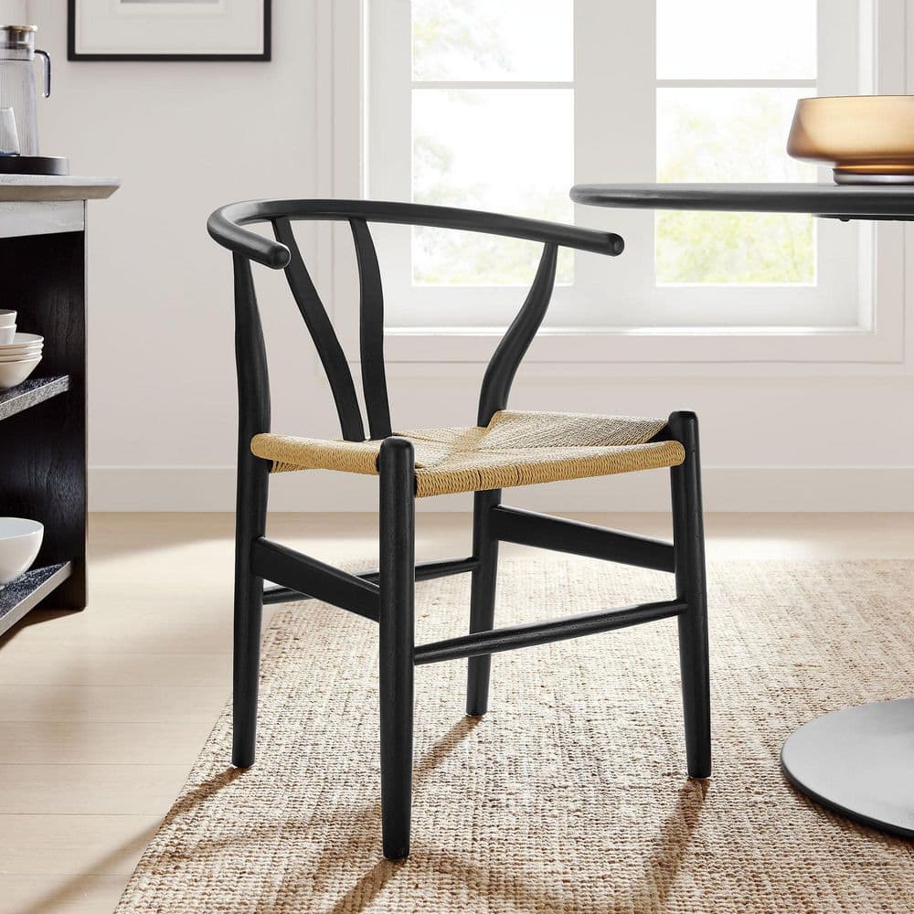 MODWAY Amish Wood Rope Dining Room Chair in Black-29 Inch Tall Solid ...