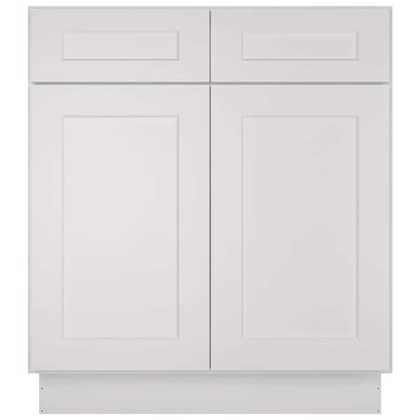 Newport Sink Base Dove 2 False Drawers - Shaker Style Stock Sink Base 2-Door 30 in. W x 24 in. D x 34.5 in. H