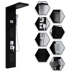 49.2 in. 2-Jet Shower Tower Shower Panel System with Rainfall Waterfall Shower Head, Hand Shower and Valve in Black