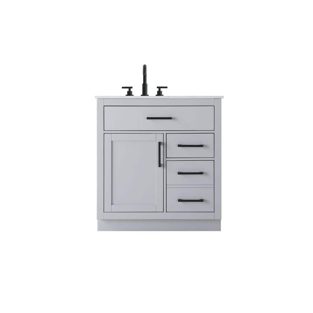 32 in. Single Sink Grey Bath Vanity with White Engineered Marble Top price history on PriceWatchPro