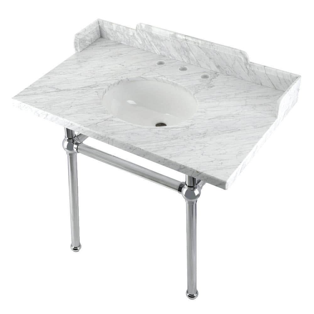 Kingston Brass Fauceture 36 in. Marble Console Sink Set with Brass Legs