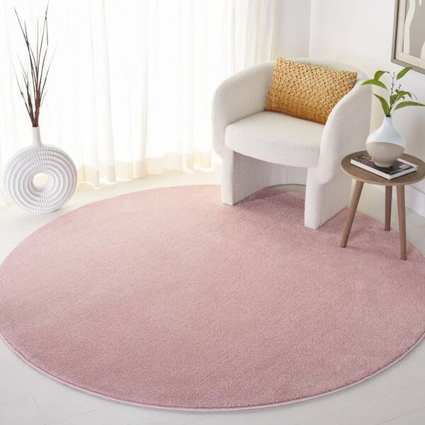 SAFAVIEH Pattern And Solid 7 ft. x 7 ft. Pink Solid Round Area Rug ...