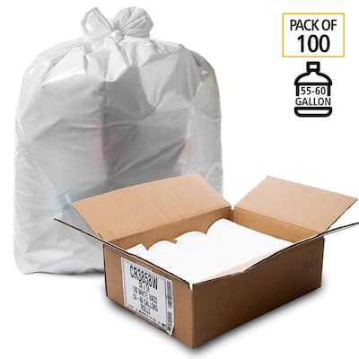 55 Gallon to 60 Gallon White Low Density Trash Bag (100-Count)