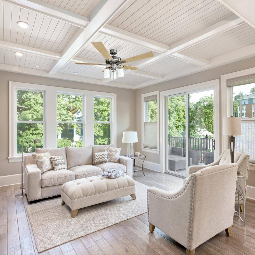 Aubrey 52-Inch Satin Nickel Ceiling Fan with LED Light Kit and Reversible Blades