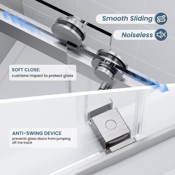 56 - 60 in. W x 58 in. H Sliding Frameless Tub Door in Brushed Nickel with 1/4 in. Clear Tempered Glass