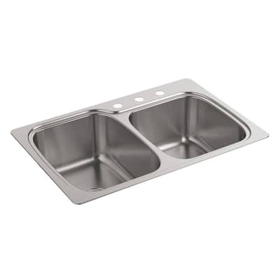 KOHLER Riverby Drop-In Cast Iron 25 in. 1-Hole Single Bowl Kitchen Sink in  White with Basin Rack K-5872-1A1-0 - The Home Depot