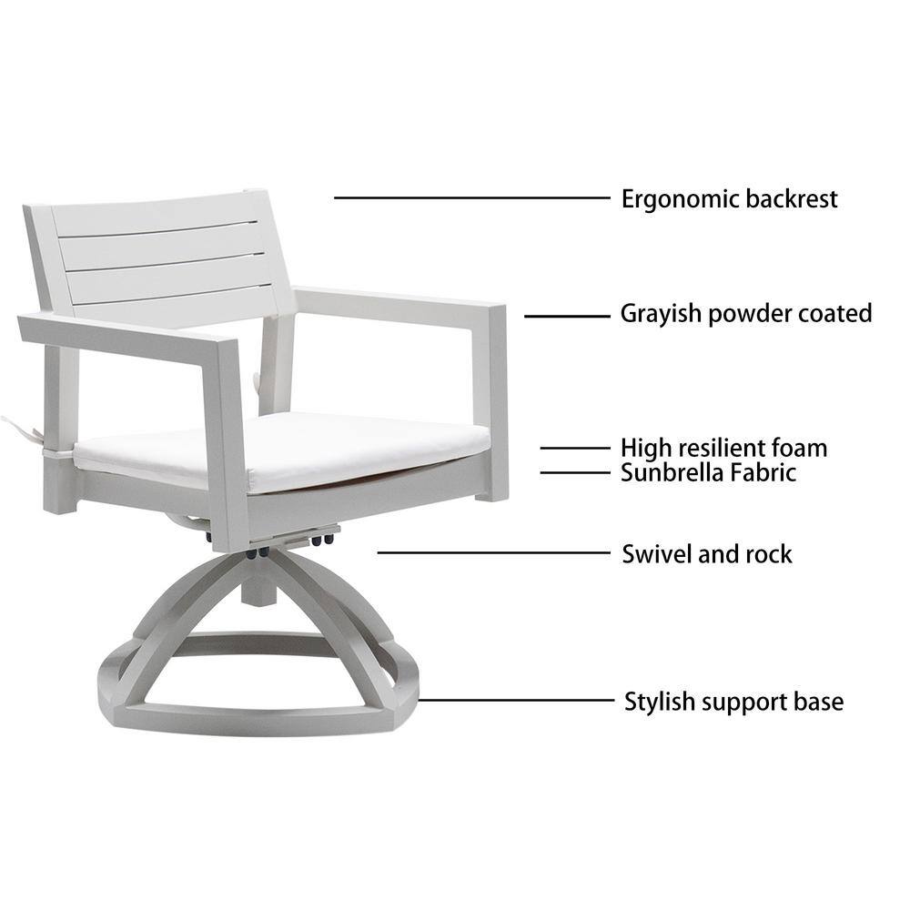 7-Piece White and Gray Aluminum Outdoor Dining Set with Cushions