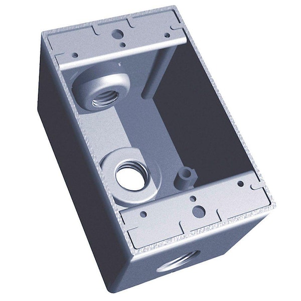 Red Dot 1-Gang Deep Rectangular Weatherproof Box with 3 1/2 in. Holes -Silver