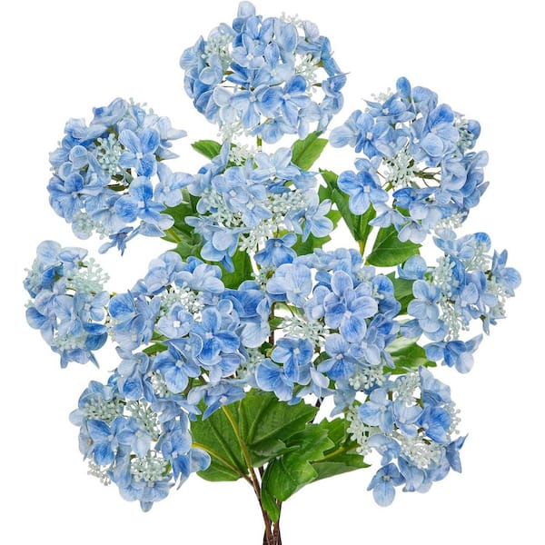19.7 Inch Blue Real Touch Artificial Hydrangea Flowers