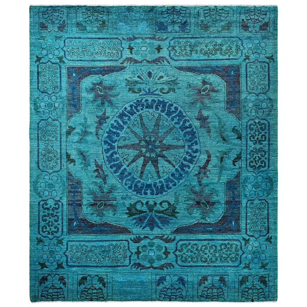 Overdyed Green 8 ft. x 10 ft. Solid Wool Indoor Area Rug