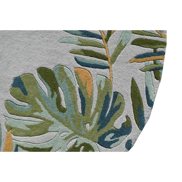 Kai Light Blue 6 ft. Tropical and Transitional Hand-Tufted Wool Area Rug