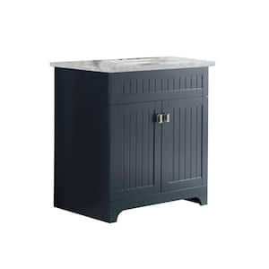31 in. W x 22 in. D x 34.5 in. H Single Bath Vanity in Dark Gray with Marble Vanity Top in White with White Basin