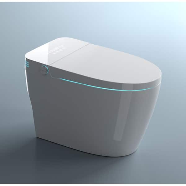 12 in. Rough in 1-Piece 1.32 GPF Smart Single Flush Elongated Toilet in White Seat Included