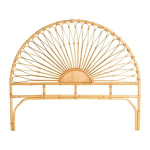 Natural King-Size Rattan Headboard with Sunrise Design