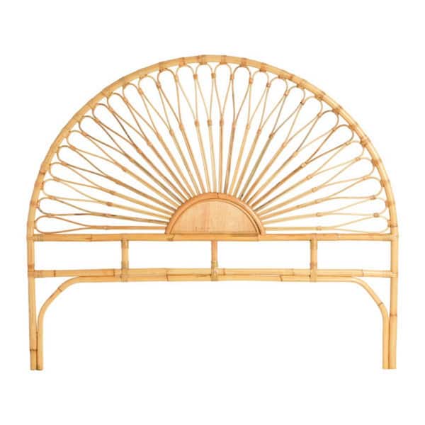 3R studios Natural King-Size Rattan Headboard with Sunrise Design