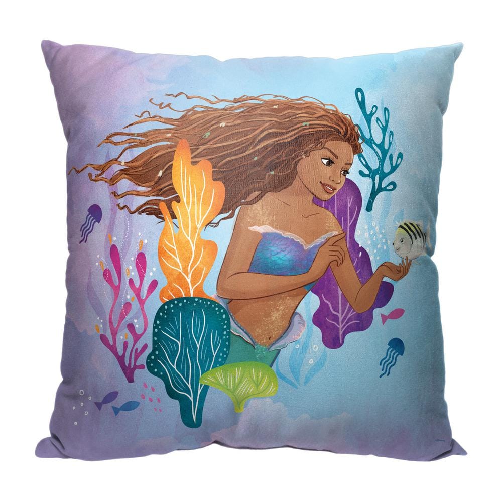 Disney Little Mermaid Fish Friends 18x18 Polyester Throw Pillow