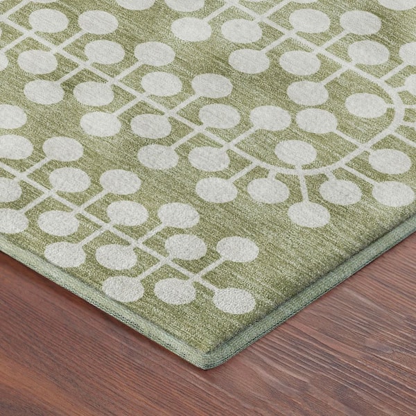Mayfield Premium Machine Washable Abstract AMF2247 Aloe 9 ft. x 12 ft. Area Rug