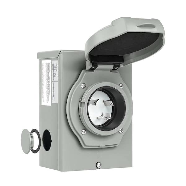 30 Amp Power Inlet Box, NEMA L5-30P 125V 3750W, Weatherproof with Pre-Drilled Flange and LED Indicator for Generators