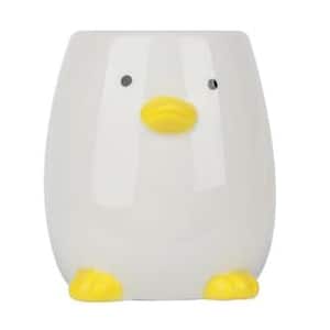 Aoibox Ceramic Desk Pen Holder Cartoon Animal Design Gray White Yellow Cute Organizer for Office or Kids, 1-Piece