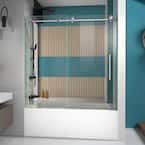 Enigma-X 55 to 59 in. x 62 in. Frameless Sliding Tub Door in Brushed Stainless Steel