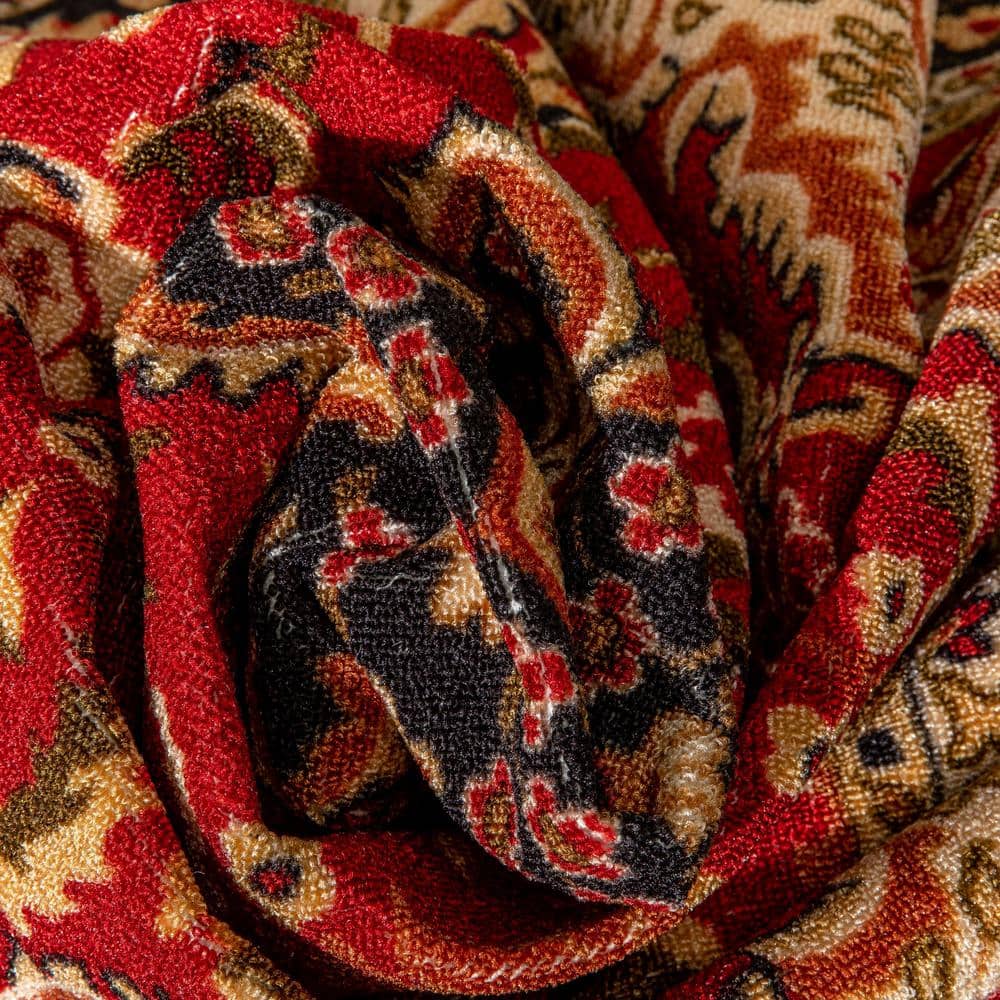 Red and Beige Medallion Synthetic Washable 5' x 7' Area Rug