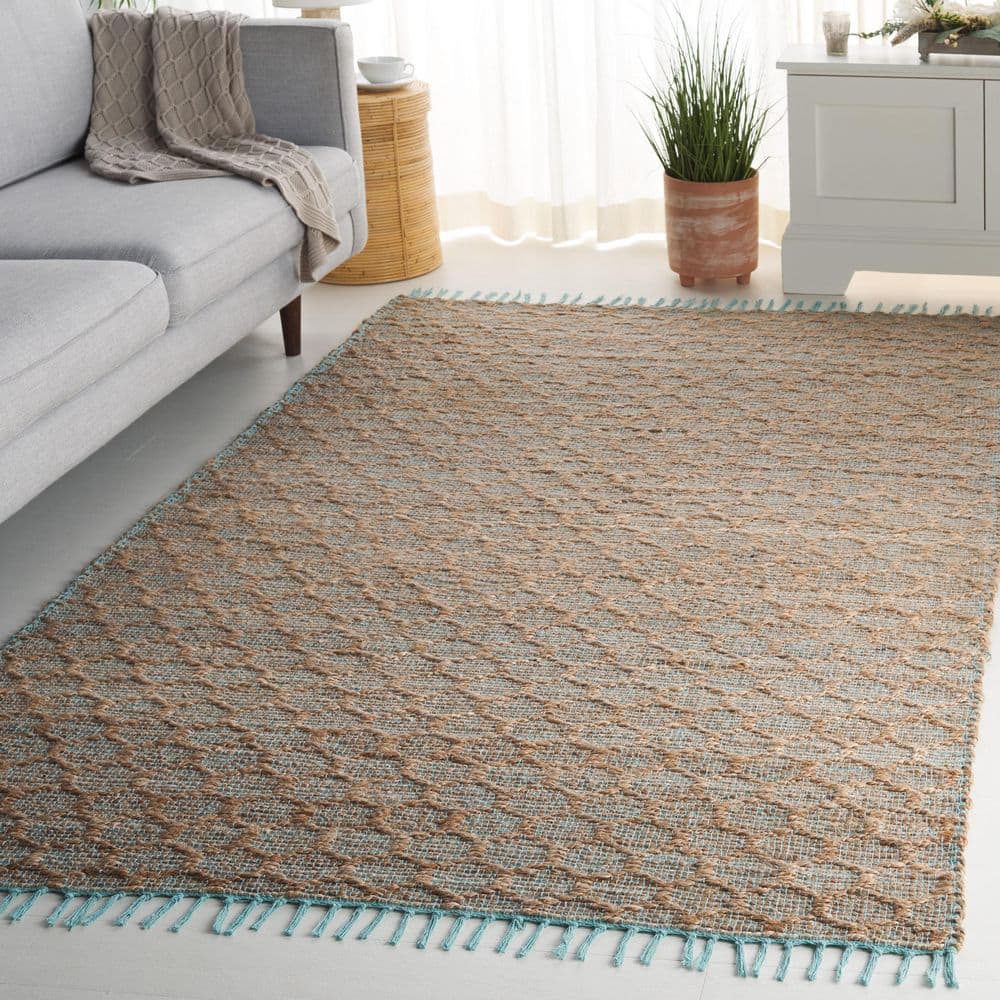 Cape Cod 3 ft. x 5 ft. Light Blue/Natural Trellis Lattice Area Rug price history on PriceWatchPro
