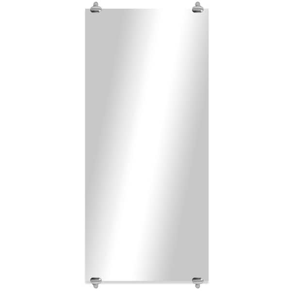 Unbranded Modern Rustic (50in. W x 25in. H) Frameless Rectangular Wall Mirror with Chrome Oval Clips