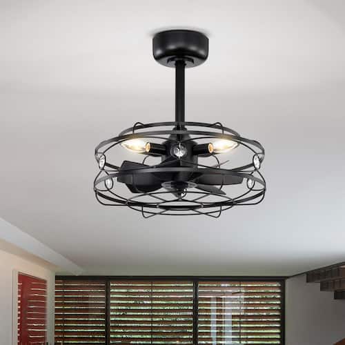 Maeve 17.3 in. 4-Light Indoor Black Finish Ceiling Fan with Light Kit Lighting