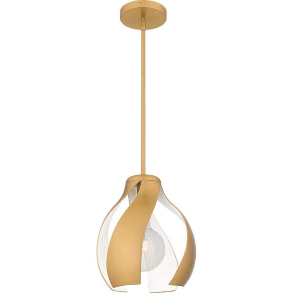 Quoizel Kiko 100-Watt 1-Light Brushed Weathered Brass Mini Pendant Light