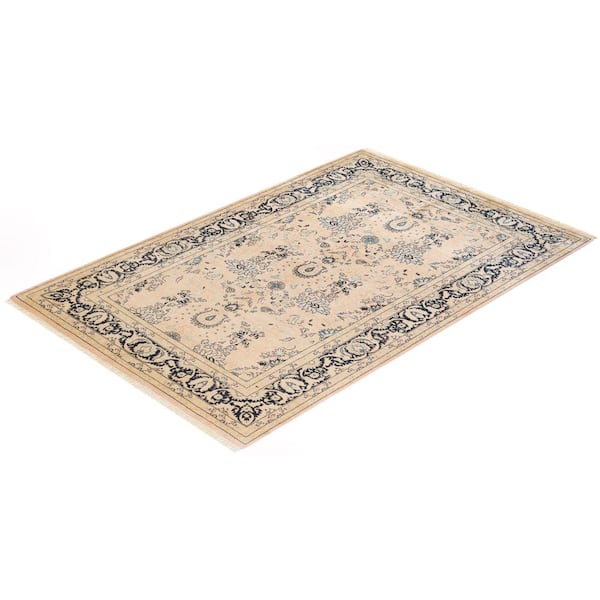 Mogul One-of-a-Kind Traditional Beige 4 ft. 8 in. x 7 ft. 2 in. Abstract Area Rug