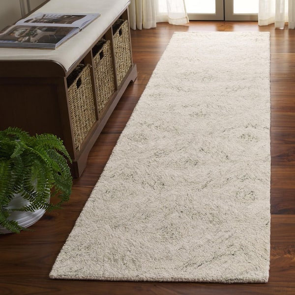 Ebony 2 ft. x 9 ft. Ivory/Light Green Zig-Zag Geometric Runner Rug