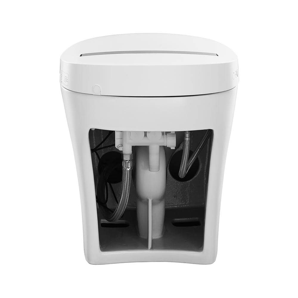 Hugo White Ceramic Elongated Dual-Flush Smart Toilet