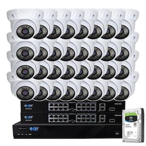 32-Channel 5MP 8TB NVR Security Camera System w/ 32 Wired Turret Cameras 3.6 mm Fixed Lens Built-In Mic Human Detection