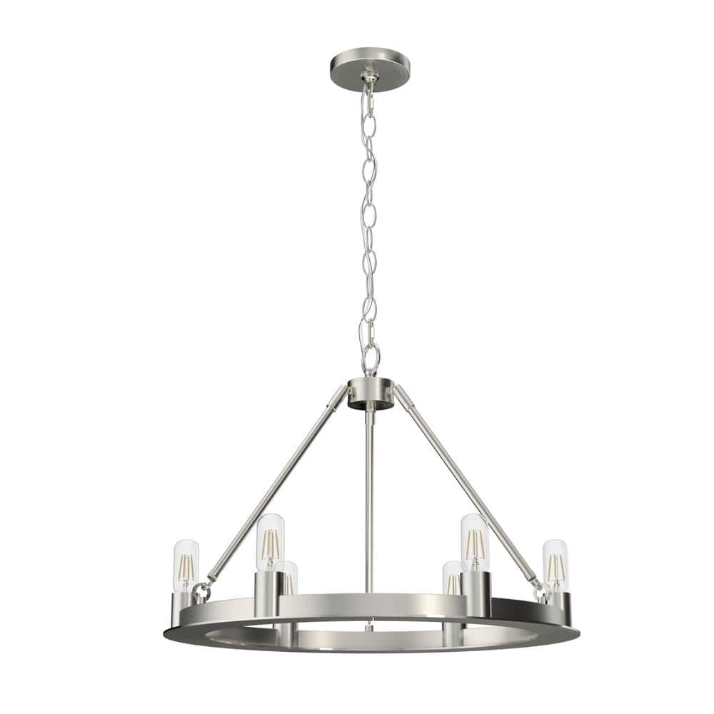Brushed Nickel 24" Round Drum Chandelier