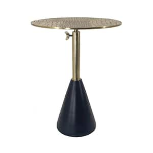 15.7 in. Gold/Black Round Metal End Table