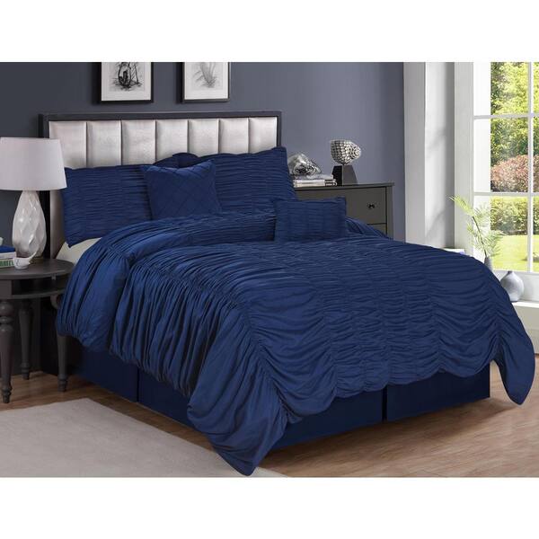 DownHome Olivia 5-Piece Blue King Texture Bedding Set