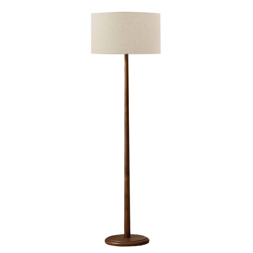 61 in. Beige Linen Shade Standard Floor Lamp with Walnut Rubberwood Base and Foot Switch for Living Room or Study Room price history on PriceWatchPro